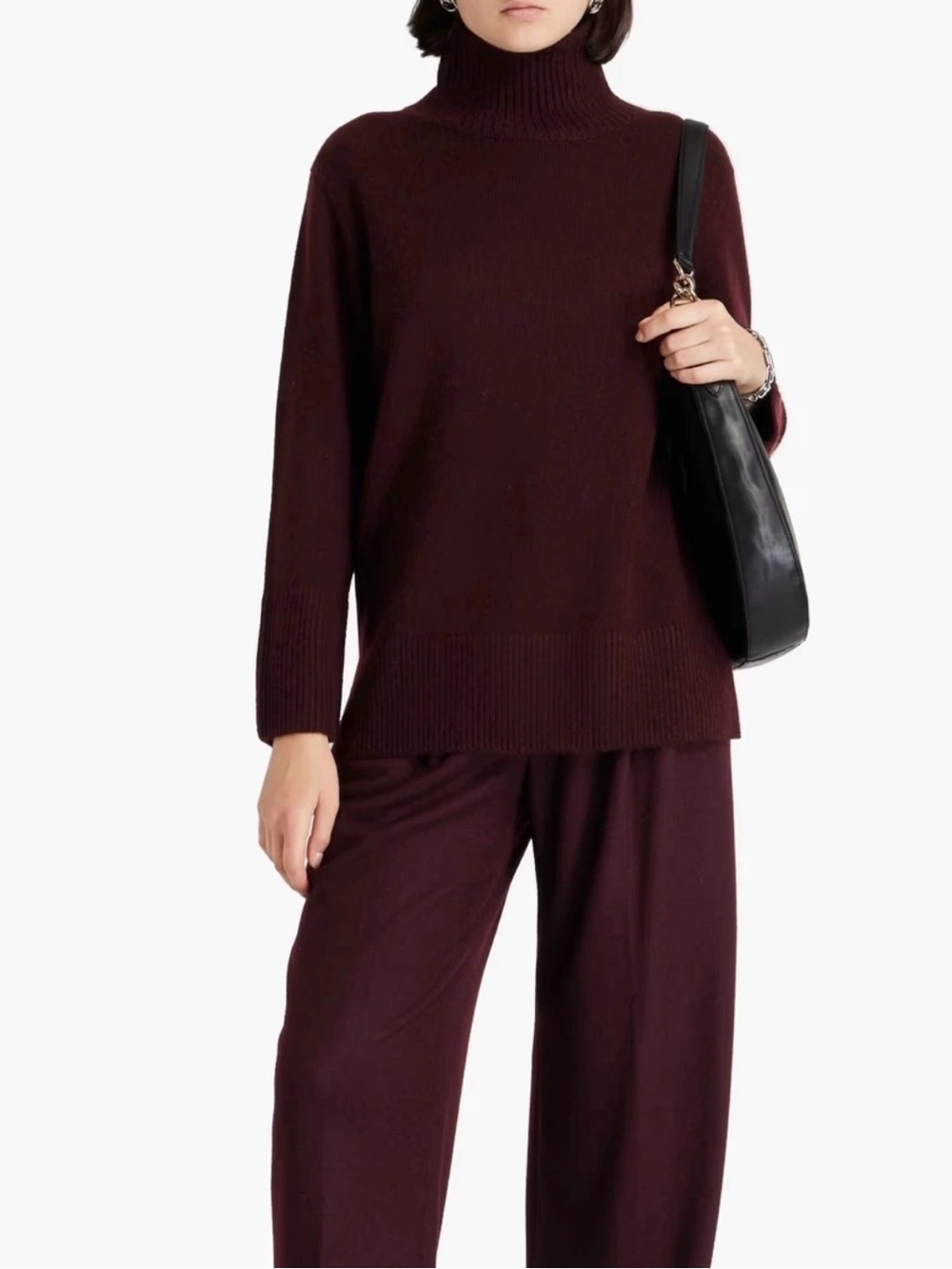 Vince Wool Cashmere Turtleneck Sweater S/P Burgundy Berry Luxe Minimalist